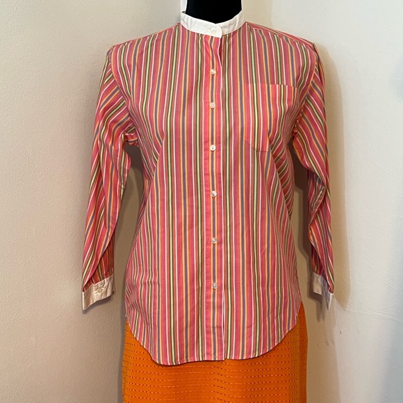 Vintage 90s GAP Striped Long Sleeve Button Up Shirt Women’s Cotton Sz L Preppy - Picture 3 of 9